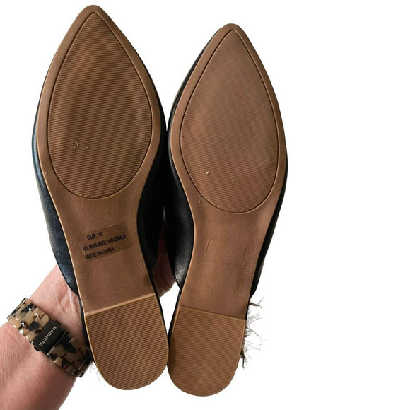 Lulu’s Antonia 2 Black Faux Fur Loafer Slides NEW Size 10 Vegan - Picture 5 of 7